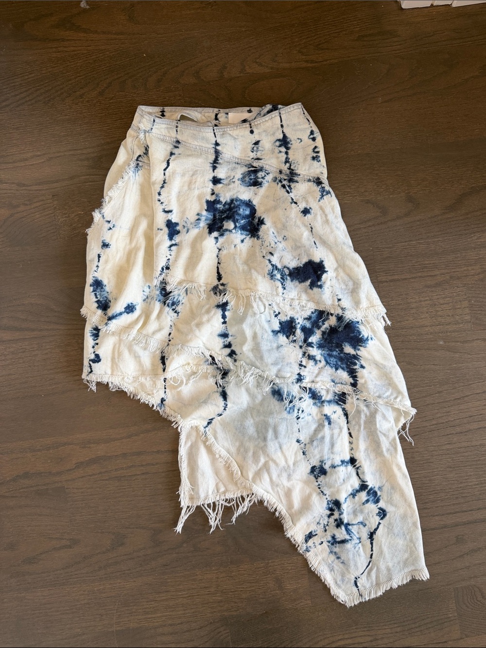 Sass and Bide Tie-Dye Asymmetric Denim Skirt - White & Navy